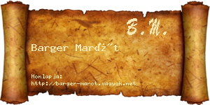 Barger Marót névjegykártya
